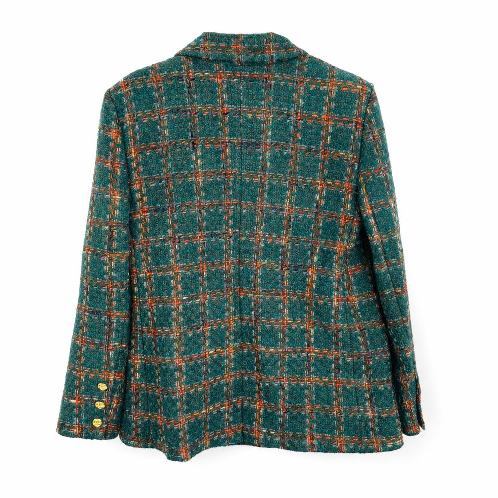 L'Agence Gweny Relaxed Blazer Green Windowpane Tweed MSRP $650 Size 4 - Picture 4 of 4